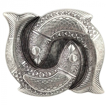 Preview: Design Belt Buckle Playing Fish from Umjubelt, nickel-free, top fashion style, silver, unisex, for belts up to 4 cm wide